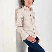 Camisa Yale Boys Manga Larga Regular Fit 8096 Beige