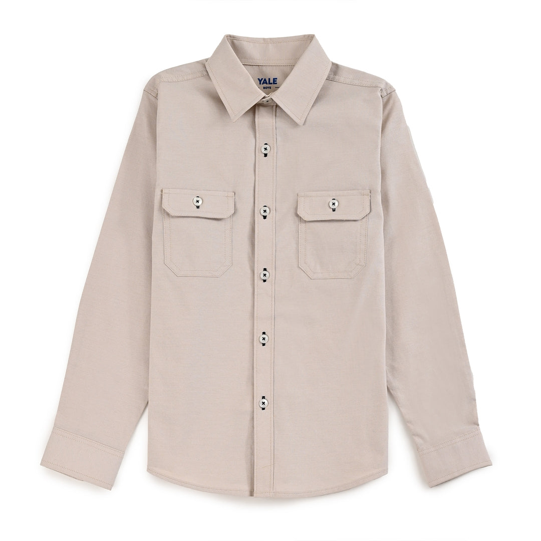 Camisa Yale Boys Manga Larga Regular Fit 8096 Beige