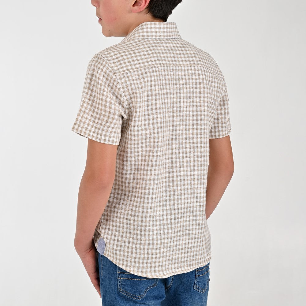 Camisa Yale Boys Manga Corta Regular Fit 8111 Café