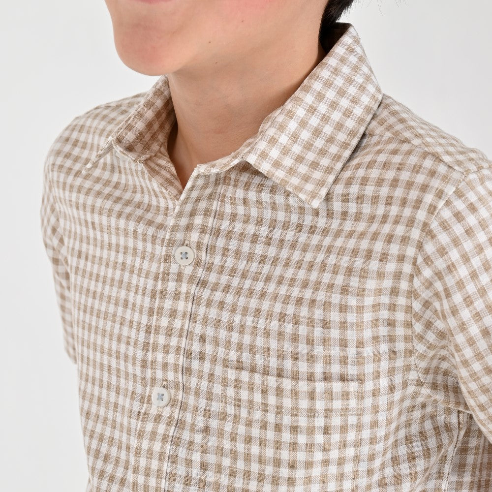 Camisa Yale Boys Manga Corta Regular Fit 8111 Café