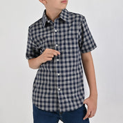 Camisa Yale Boys Manga Corta Regular Fit 8116 Azul Marino