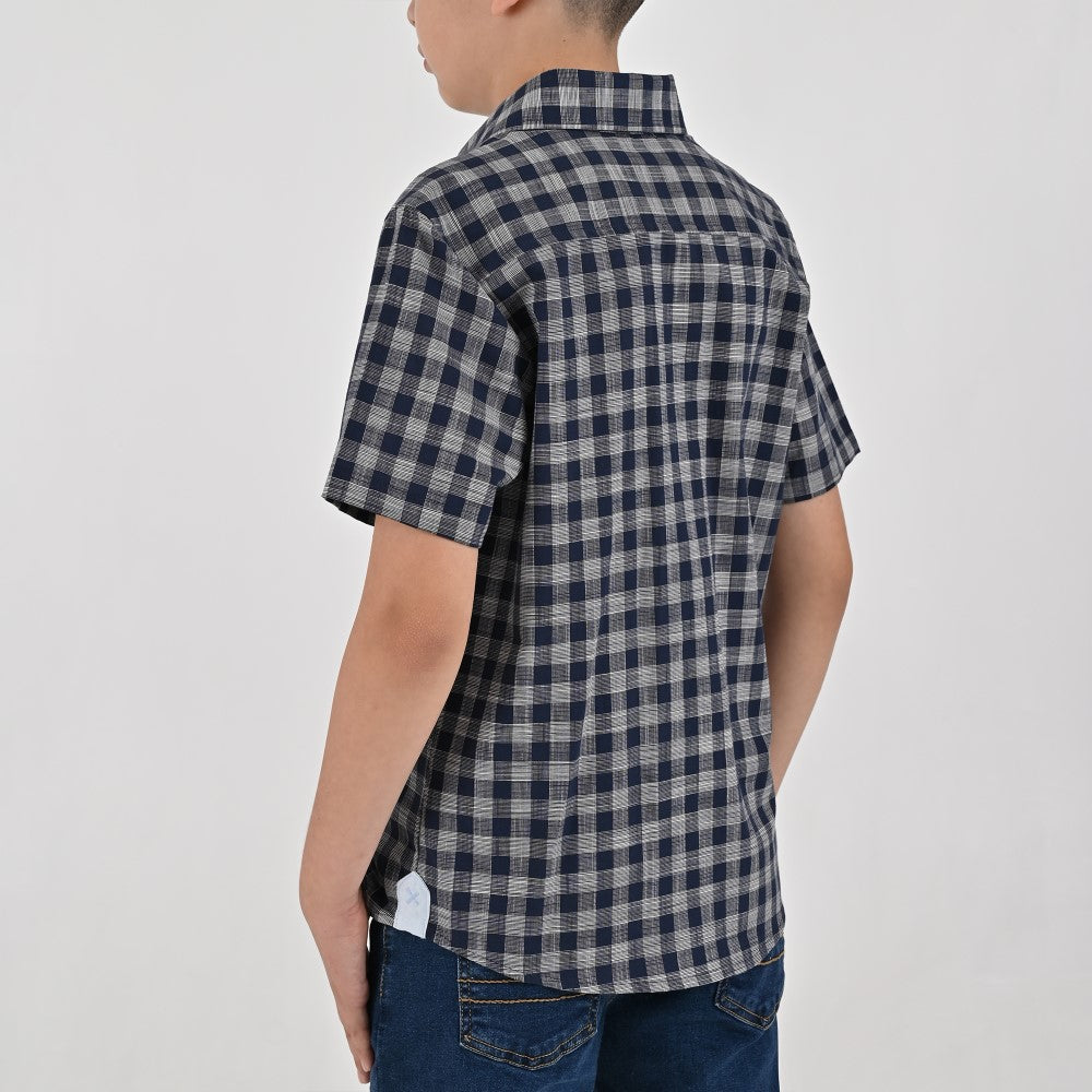 Camisa Yale Boys Manga Corta Regular Fit 8116 Azul Marino