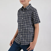 Camisa Yale Boys Manga Corta Regular Fit 8116 Azul Marino