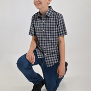 Camisa Yale Boys Manga Corta Regular Fit 8116 Azul Marino