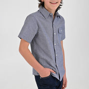 Camisa Yale Boys Manga Corta Regular Fit 7664 Azul Marino