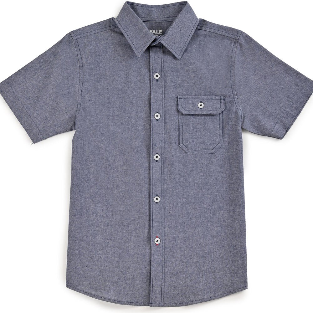 Camisa Yale Boys Manga Corta Regular Fit 7664 Azul Marino