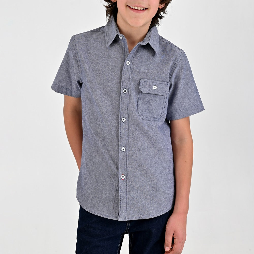 Camisa Yale Boys Manga Corta Regular Fit 7664 Azul Marino