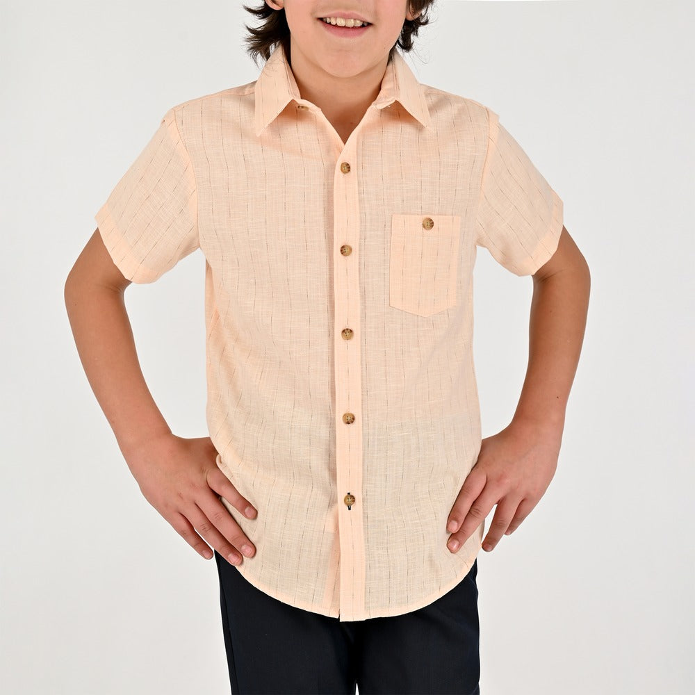 Camisa Yale Boys Manga Corta Regular Fit 8117 Naranja