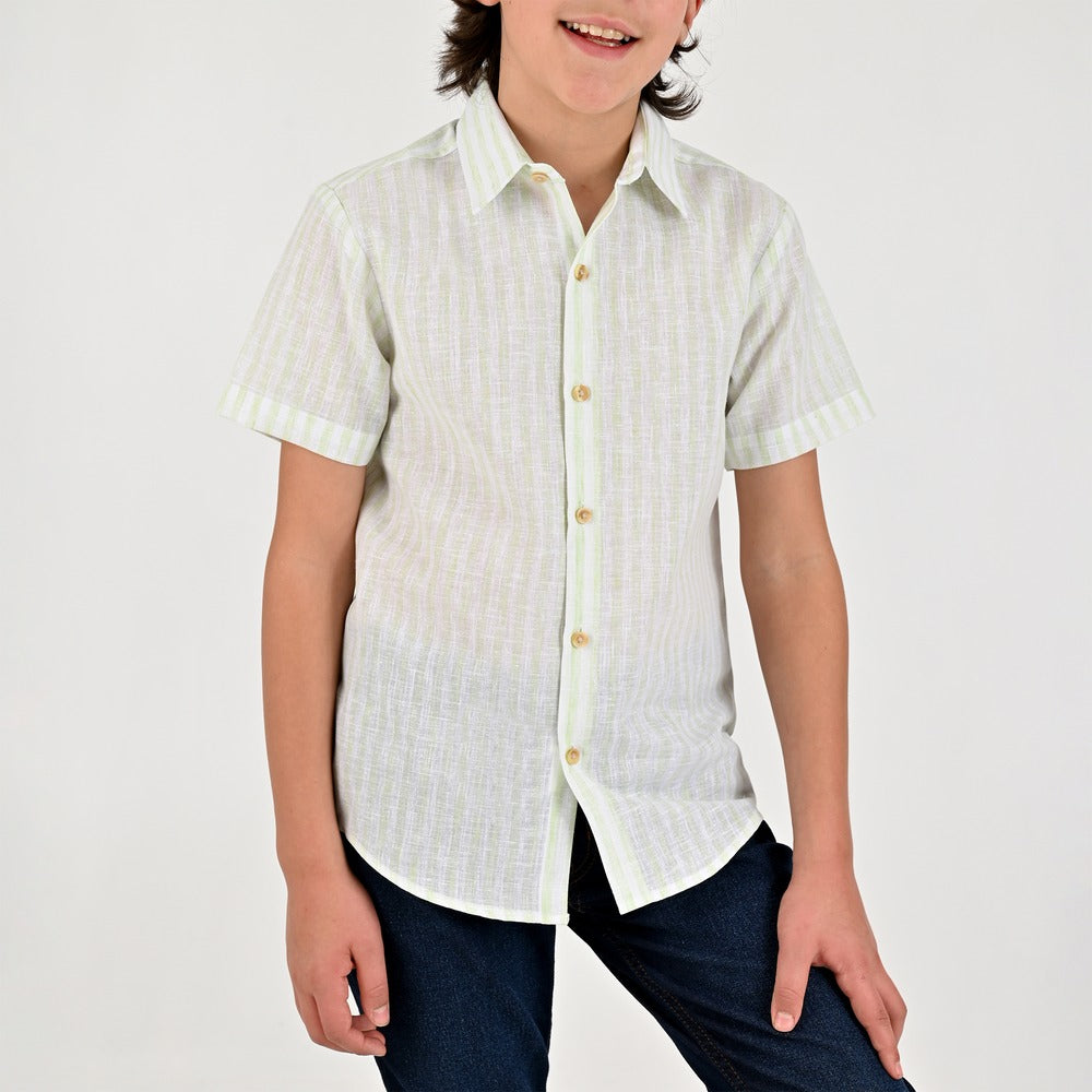 Camisa Yale Boys Manga Corta Regular Fit 8114 Verde