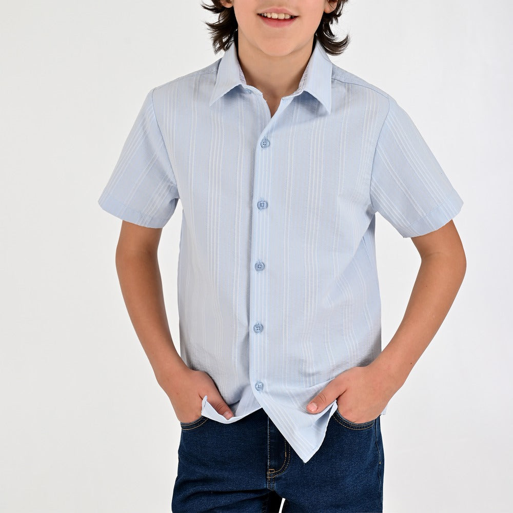 Camisa Yale Boys Manga Corta Regular Fit 8097 Azul