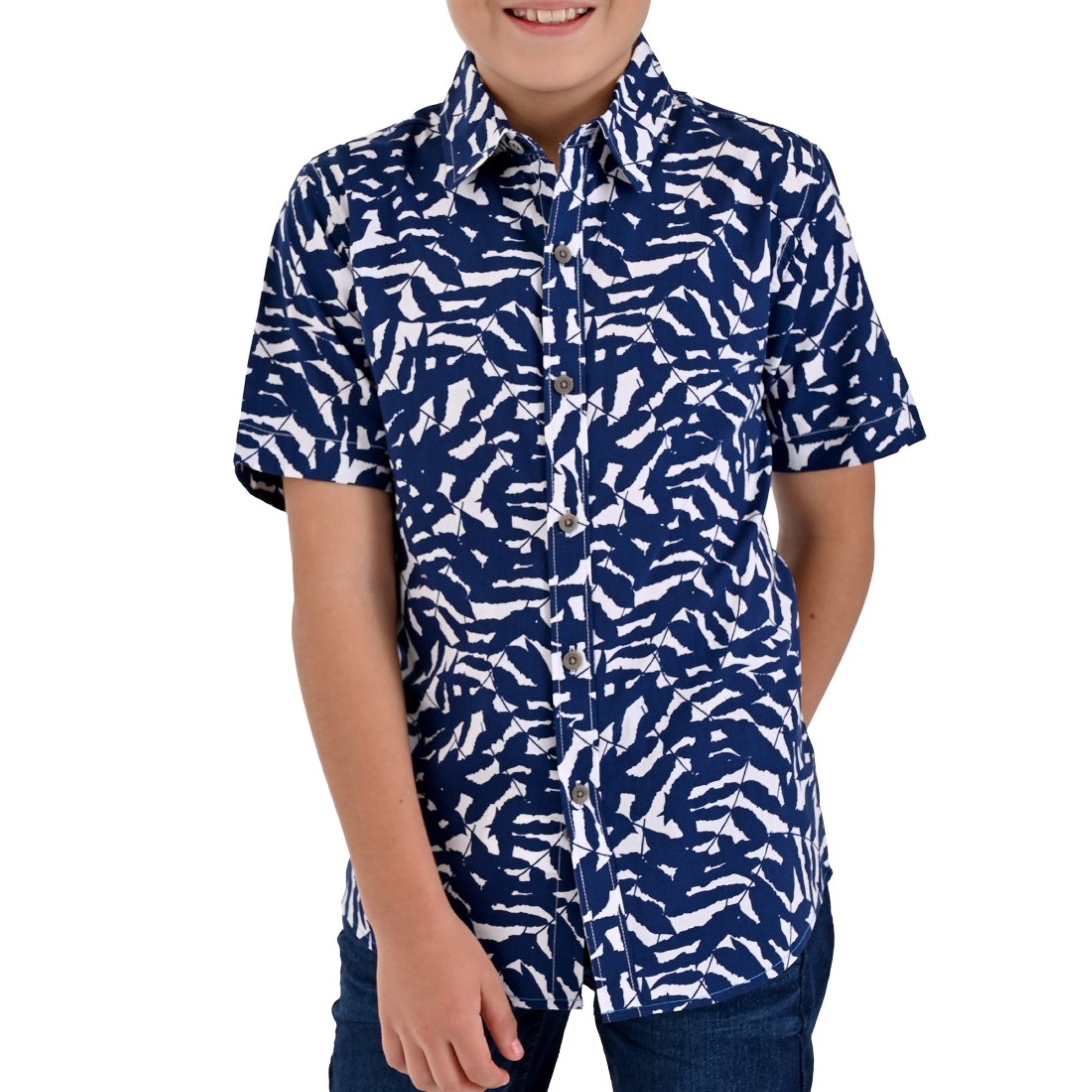 Camisa Manga Corta Yale Boys Fit 3847 Azul Rey