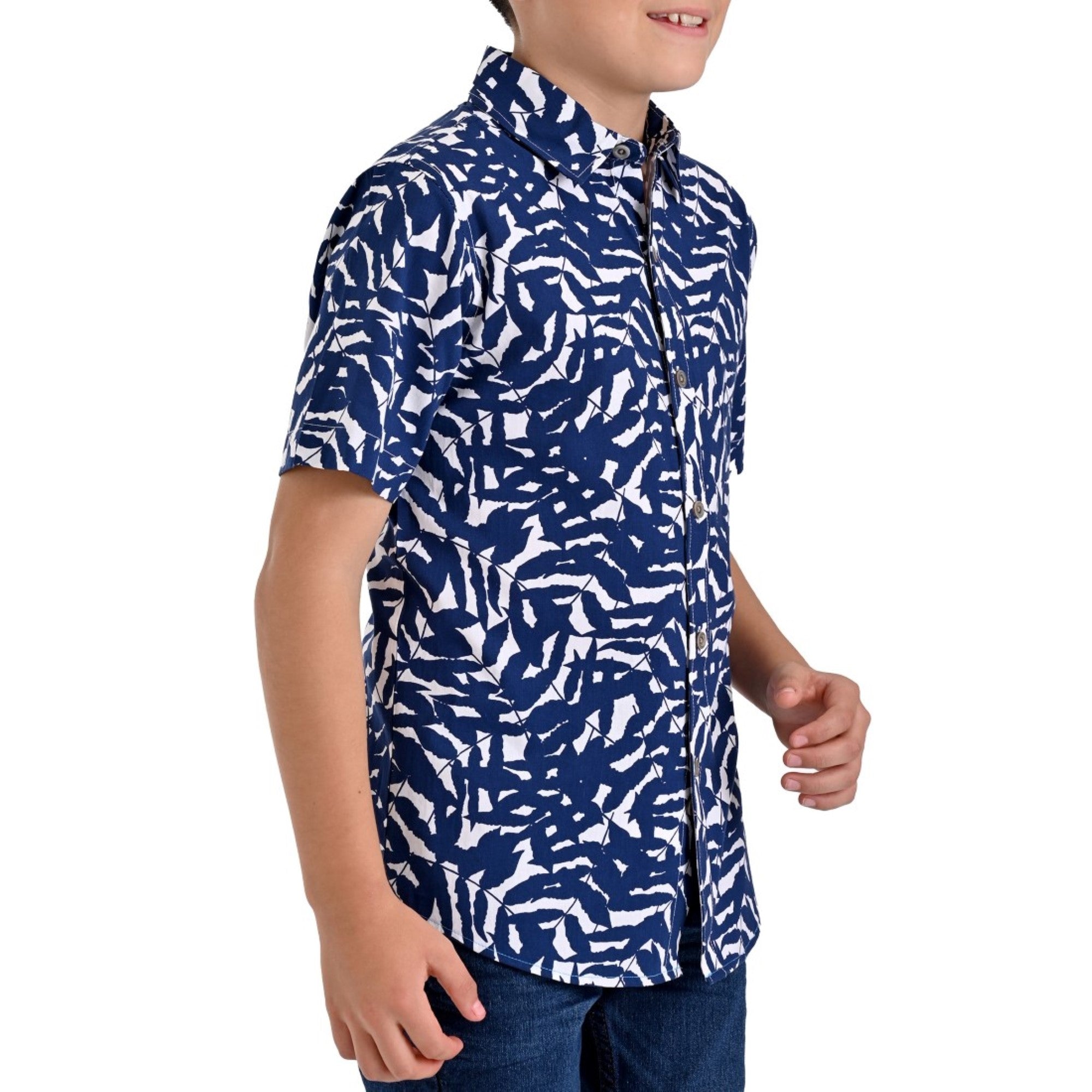 Camisa Manga Corta Yale Boys Fit 3847 Azul Rey