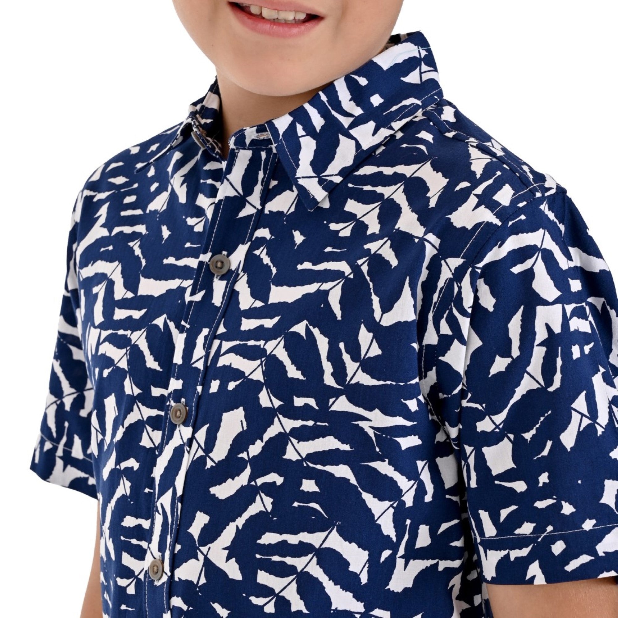 Camisa Manga Corta Yale Boys Fit 3847 Azul Rey