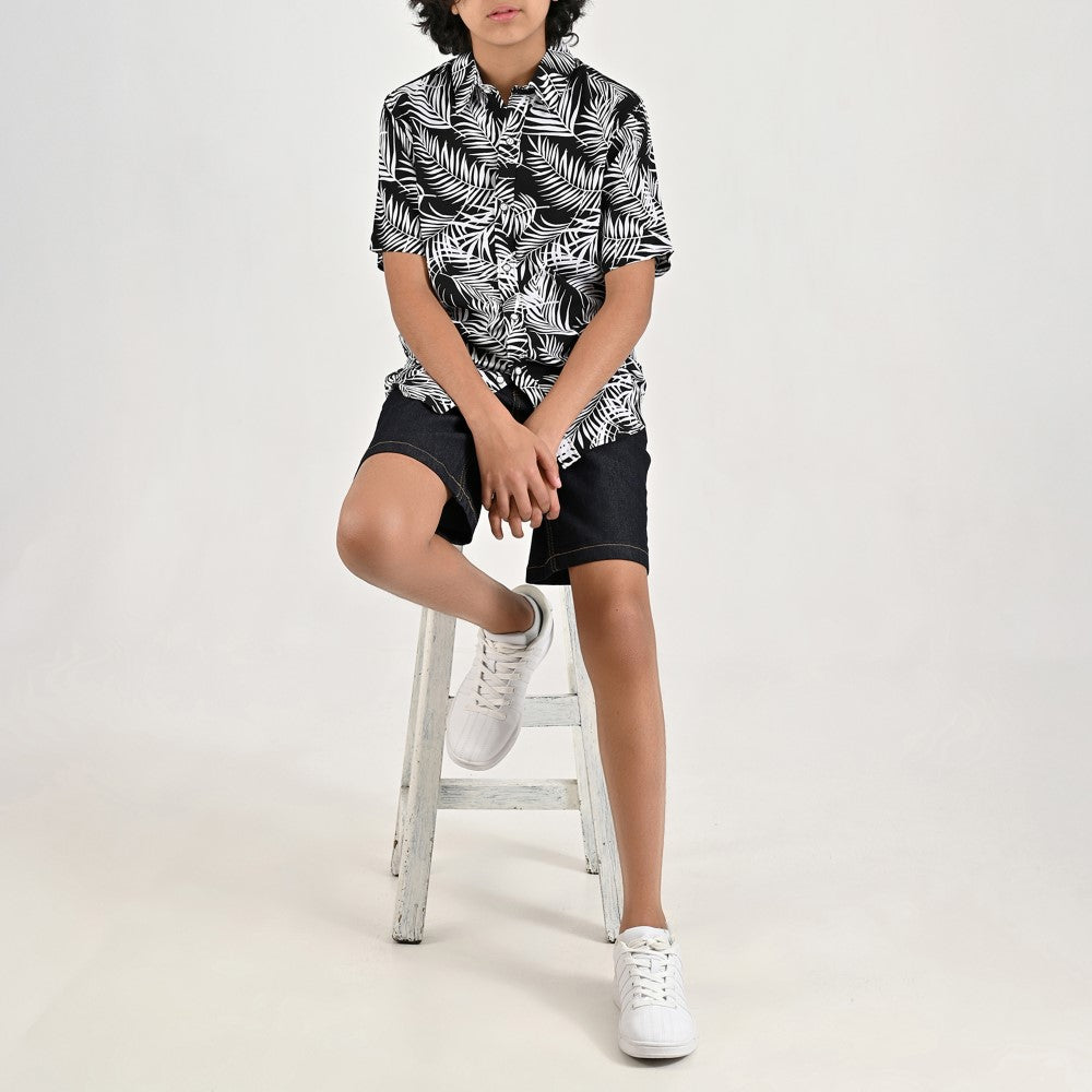 Camisa casual Yale Boys Manga corta 7690 Negro