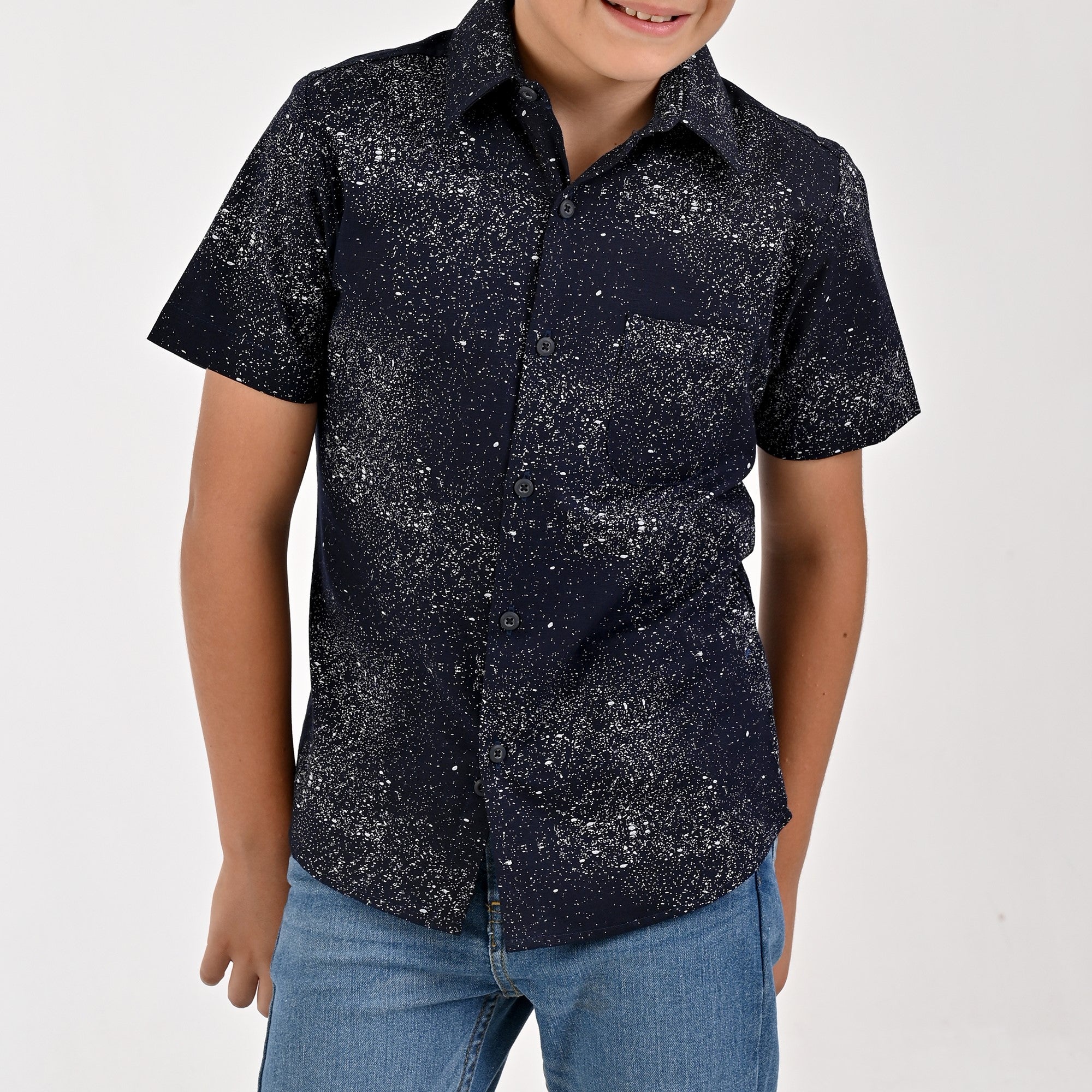 Camisa Manga Corta Yale Boys Fit 3855 Marino
