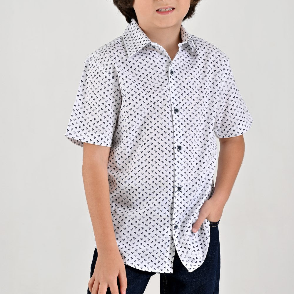 Camisa casual Yale Boys Manga corta 7686 Blanco