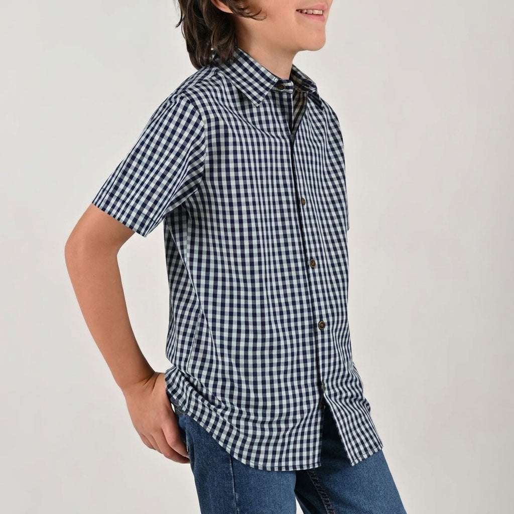 Camisa casual Yale Boys Manga Larga 7694 Azul