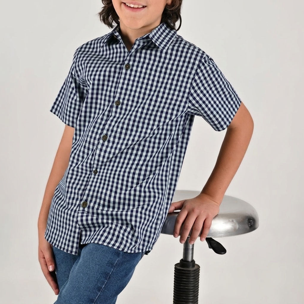 Camisa casual Yale Boys Manga Larga 7694 Azul