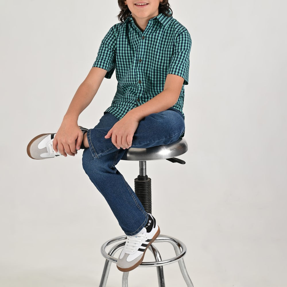 Camisa casual Yale Boys Manga Larga 7694 Verde