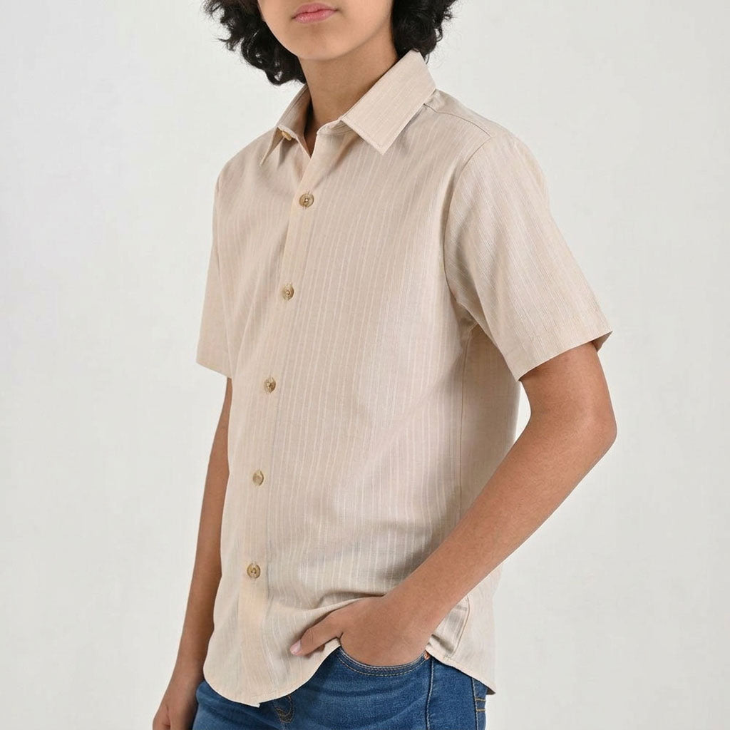 Camisa casual Yale Boys Manga corta 7697 Beige