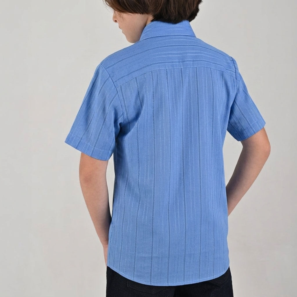 Camisa casual Yale Boys Manga corta 7698 Azul