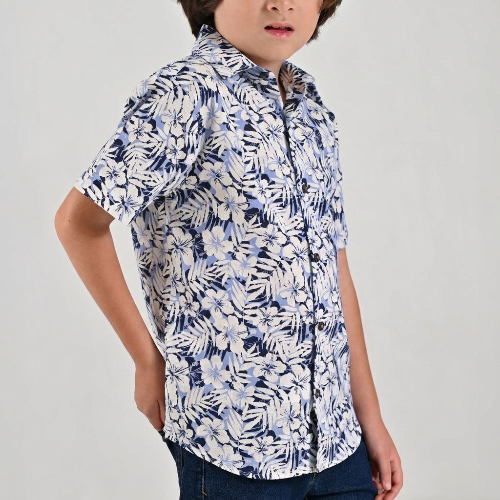 Camisa casual Yale Boys Manga corta 7699 Azul