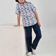 Camisa casual Yale Boys Manga corta 7699 Azul