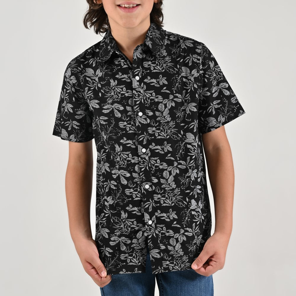 Camisa casual Yale Boys Manga corta 7688 Negro