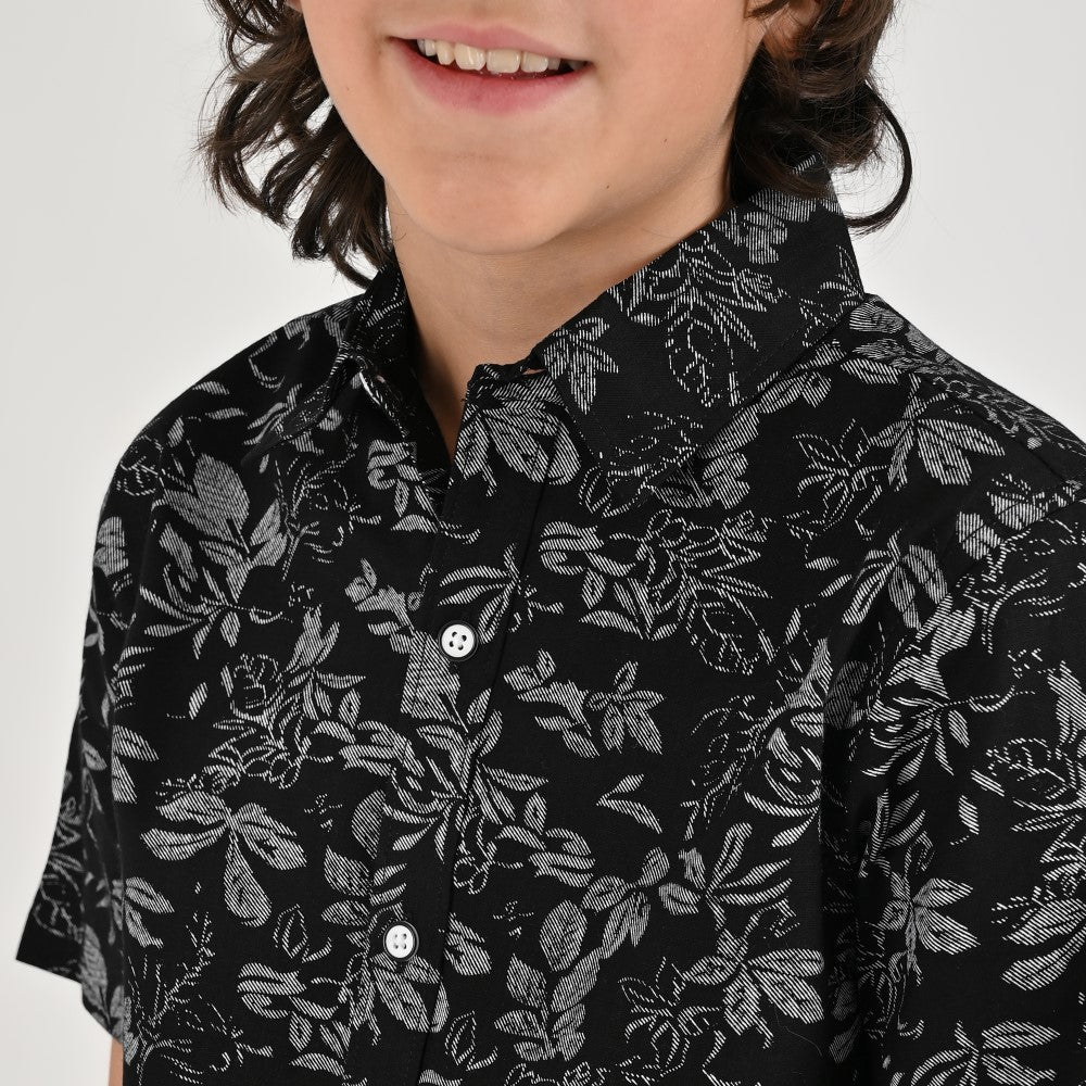 Camisa casual Yale Boys Manga corta 7688 Negro