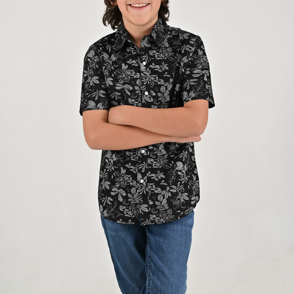 Camisa casual Yale Boys Manga corta 7688 Negro