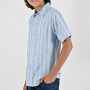 Camisa casual Yale Boys Manga corta 7692 Azul