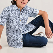 Camisa casual Yale Boys Manga corta 7700 Azul
