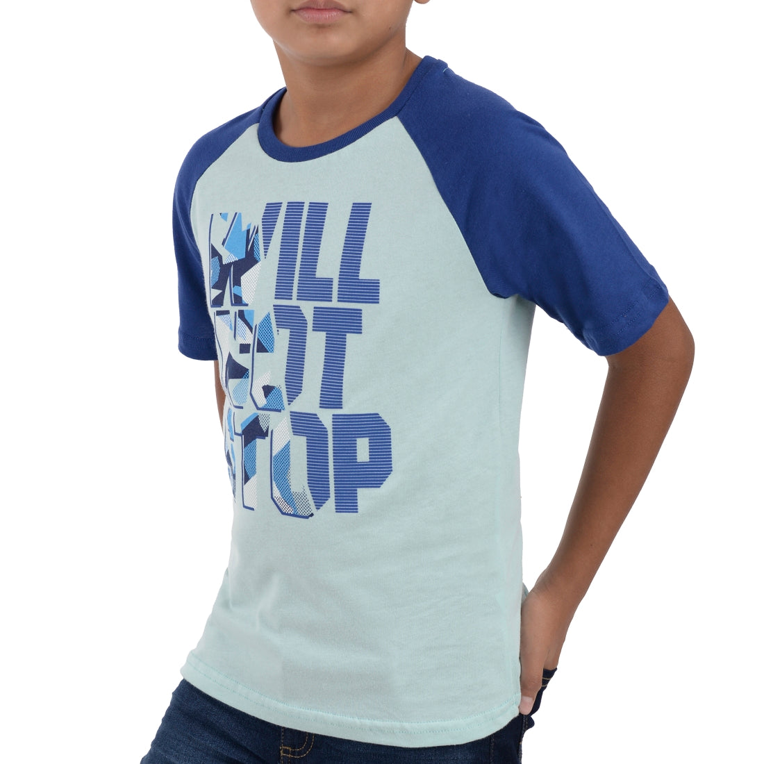 Playera Boys Yale Manga Corta Fit 6961 Azul Agua