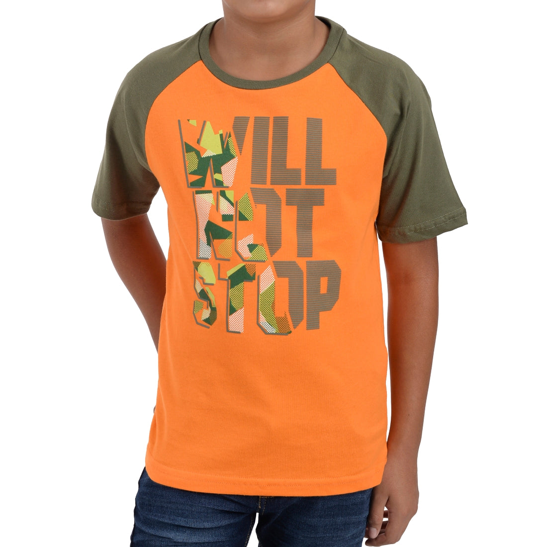 Playera Boys Yale Manga Corta Fit 6961 Naranja