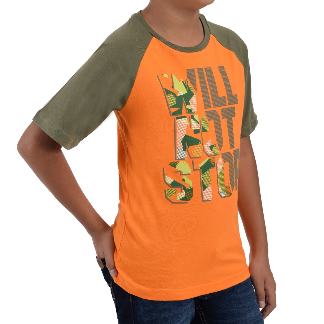 Playera Boys Yale Manga Corta Fit 6961 Naranja