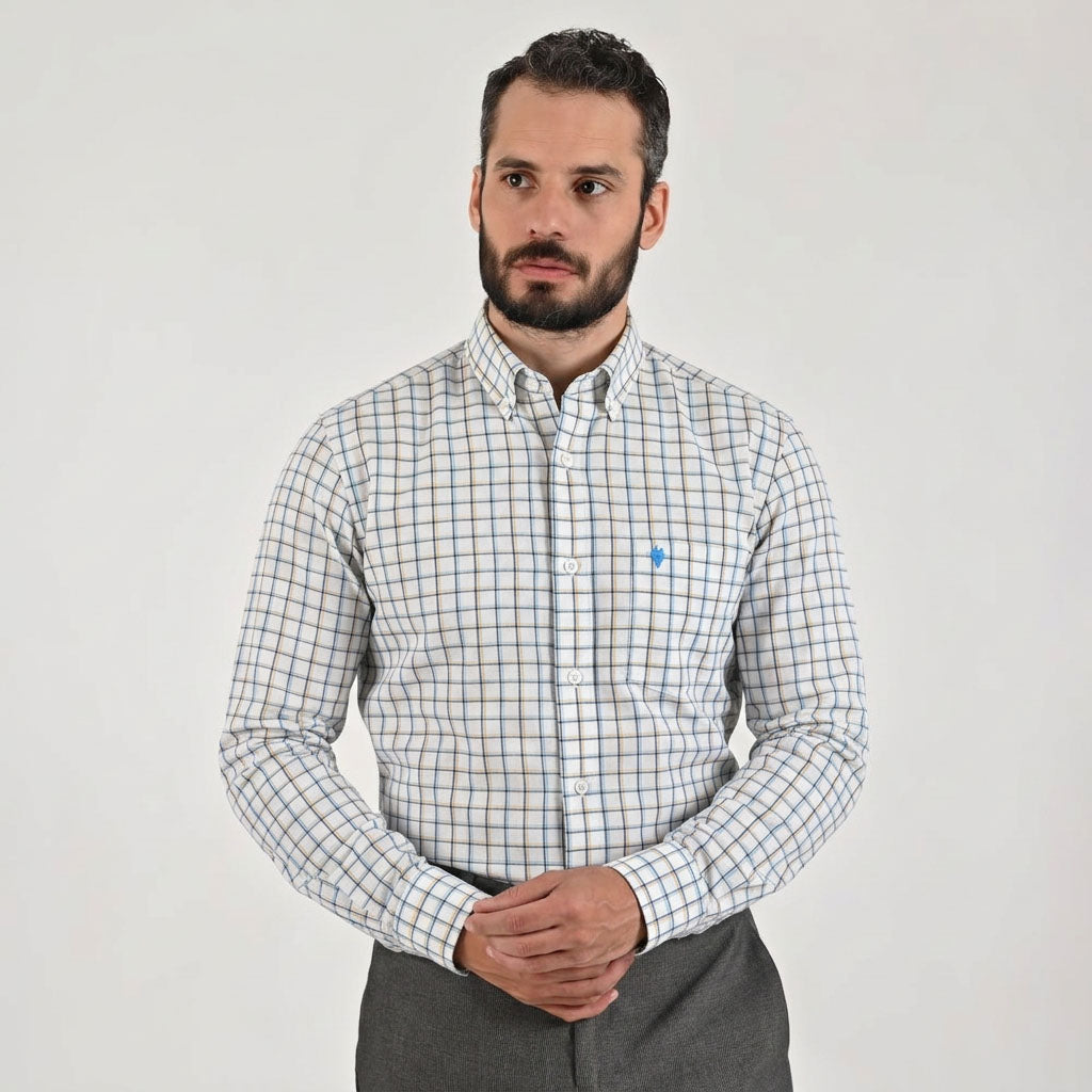 Camisa casual Yale Regular Fit Manga larga 7751 Blanco