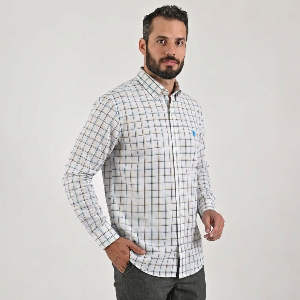 Camisa casual Yale Regular Fit Manga larga 7751 Blanco