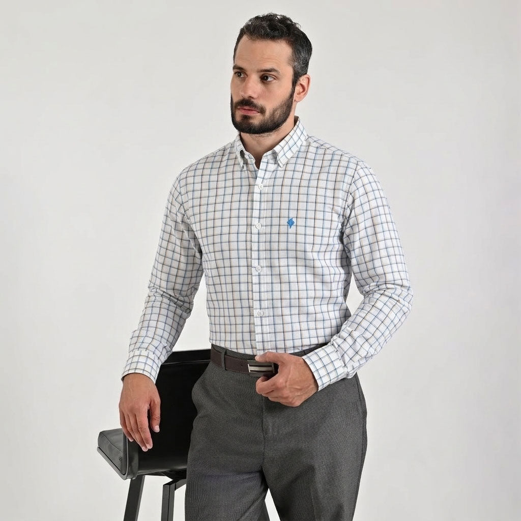Camisa casual Yale Regular Fit Manga larga 7751 Blanco
