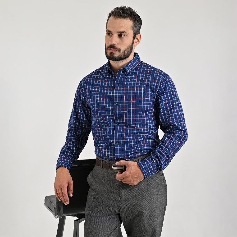 Camisa casual Yale Regular Fit Manga larga 7751 Azul marino