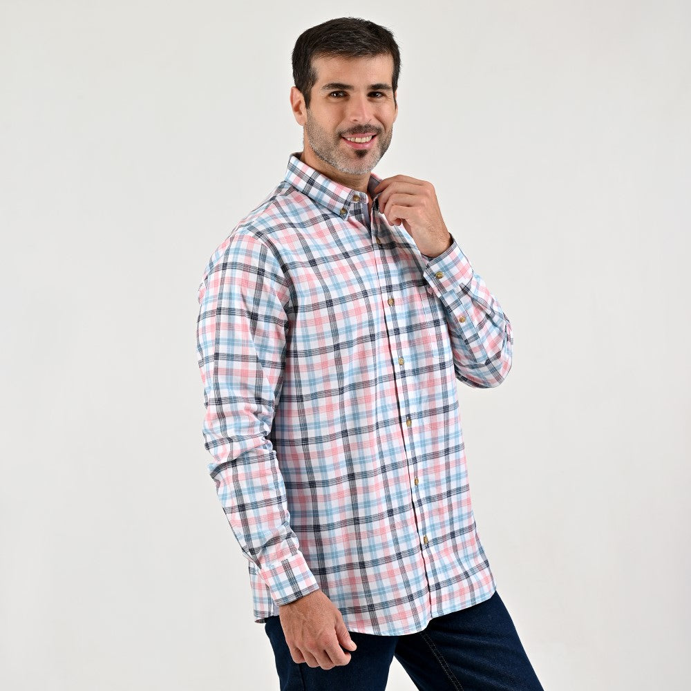 Camisa casual Yale Regular Fit Manga larga 7776 Azul