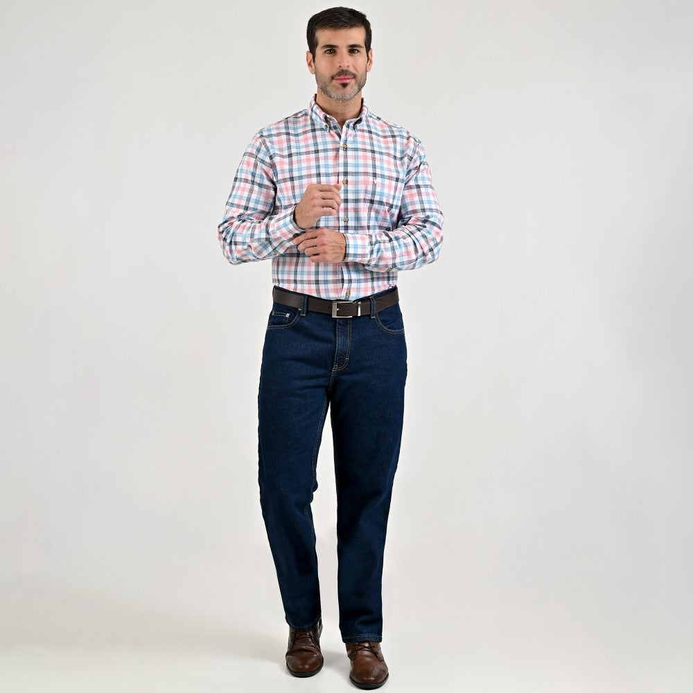 Camisa casual Yale Regular Fit Manga larga 7776 Azul