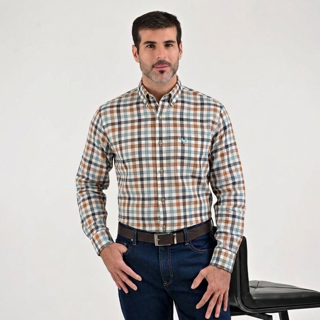 Camisa casual Yale Regular Fit Manga larga 7776 Cafe