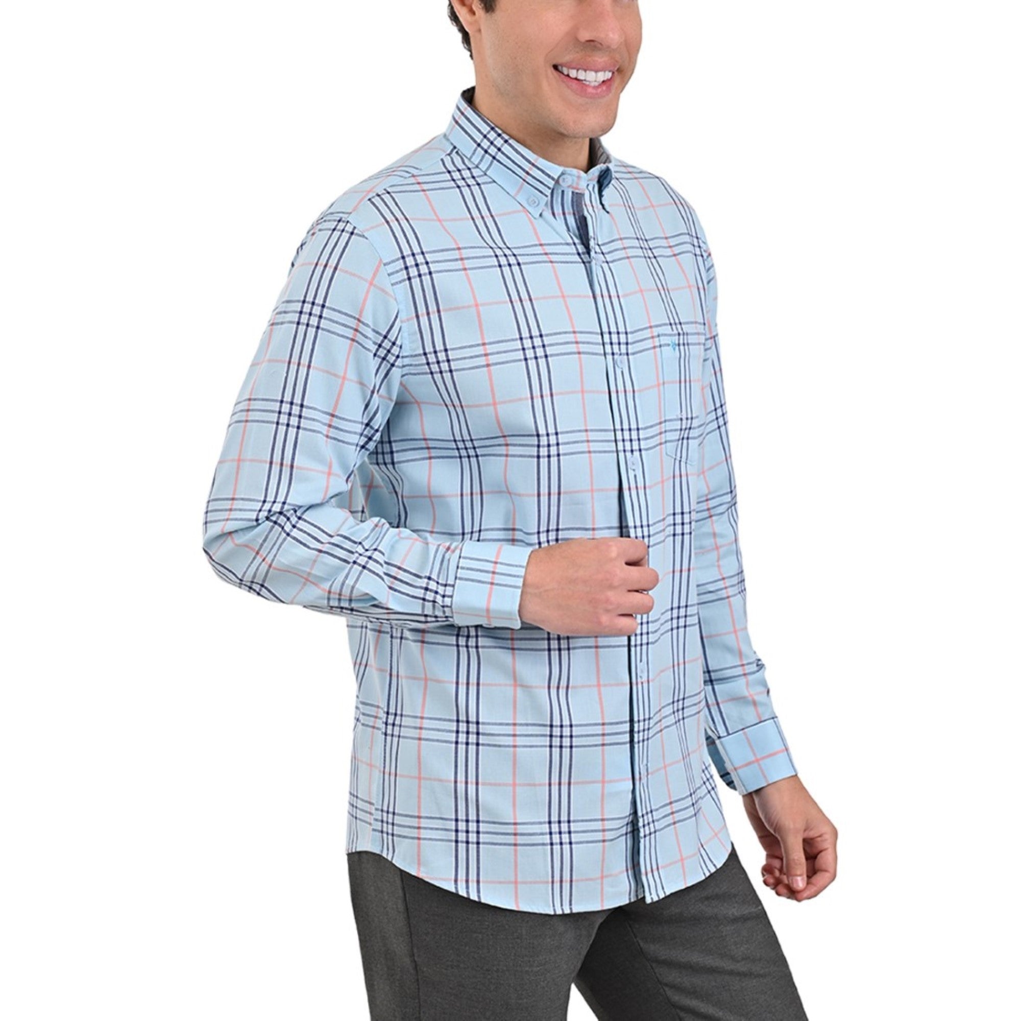 Camisa Yale Regular Fit Manga Larga 3862 Azul Agua