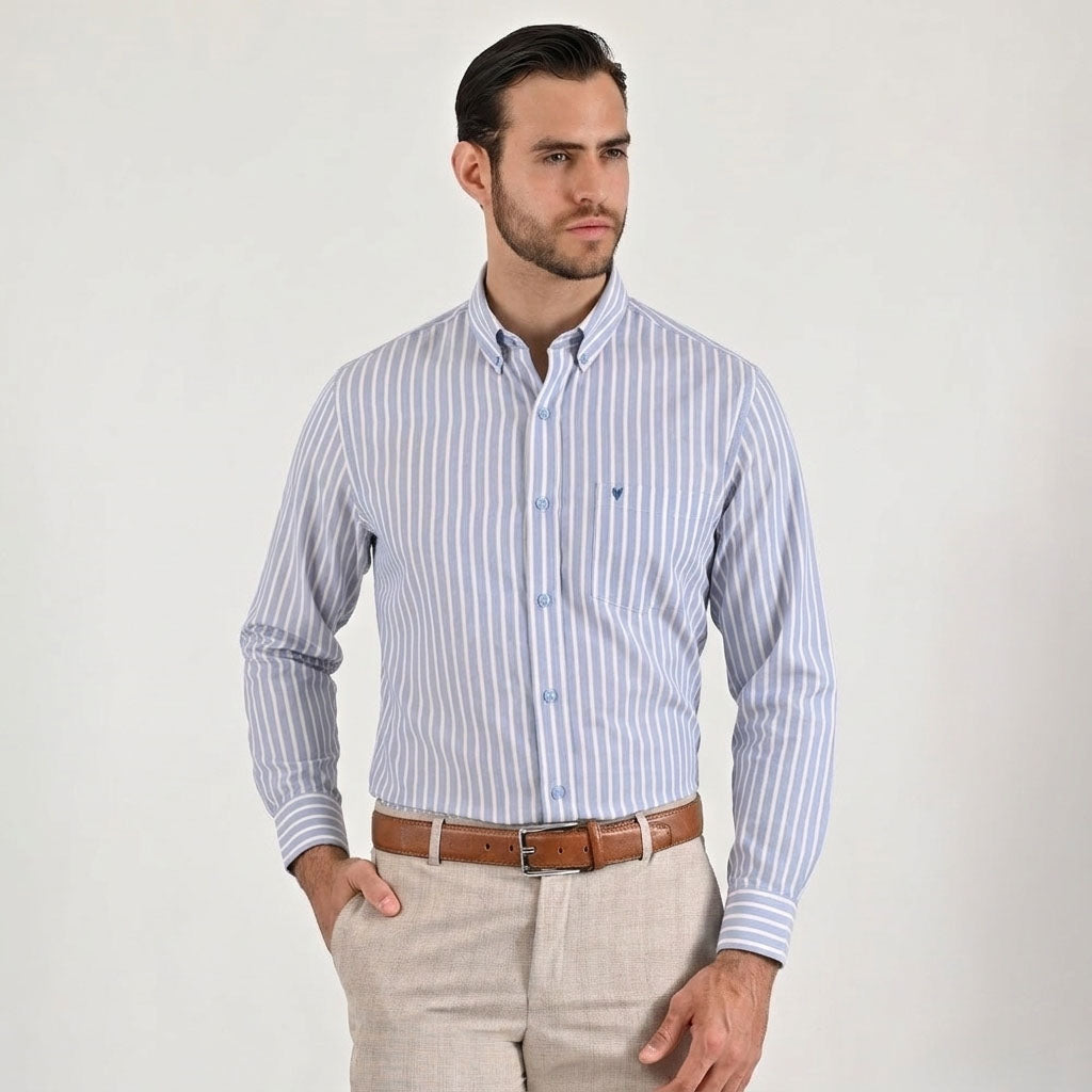 Camisa casual Yale Regular Fit Manga larga 7782 Azul