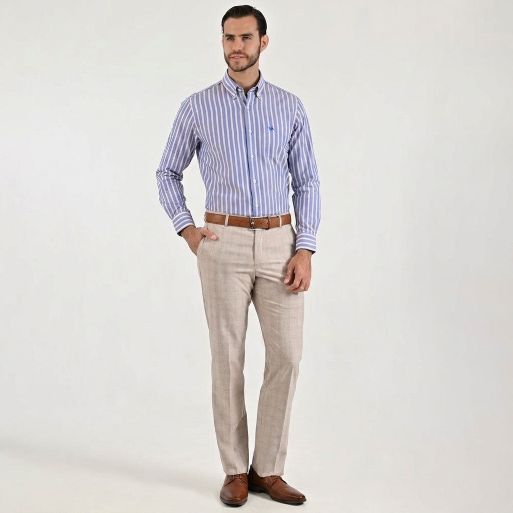 Camisa casual Yale Regular Fit Manga larga 7782 Azul