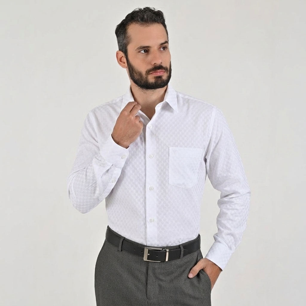 Camisa de vestir Yale Regular Fit Manga larga 7767 Blanco