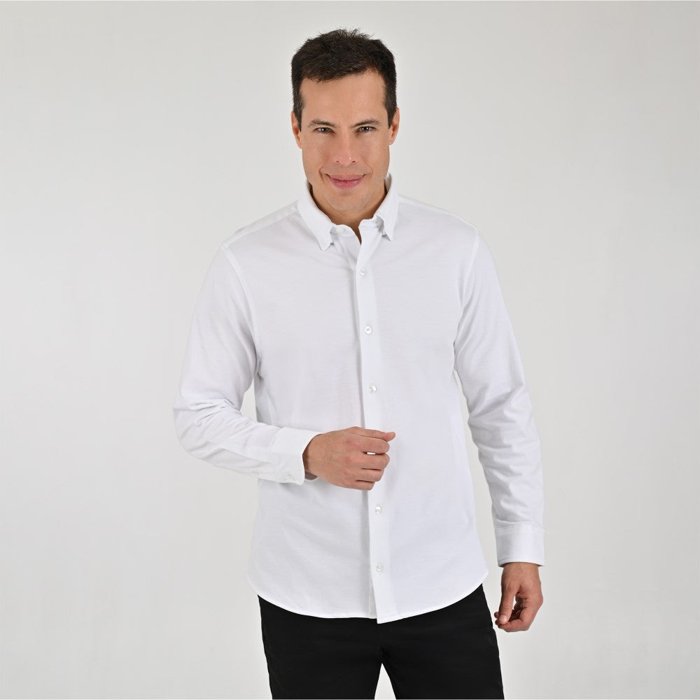 Camisa Yale Para Caballero Manga Larga Regular Fit 7086 Blanco