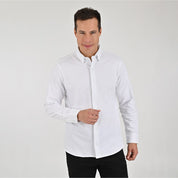 Camisa Yale Para Caballero Manga Larga Regular Fit 7086 Blanco