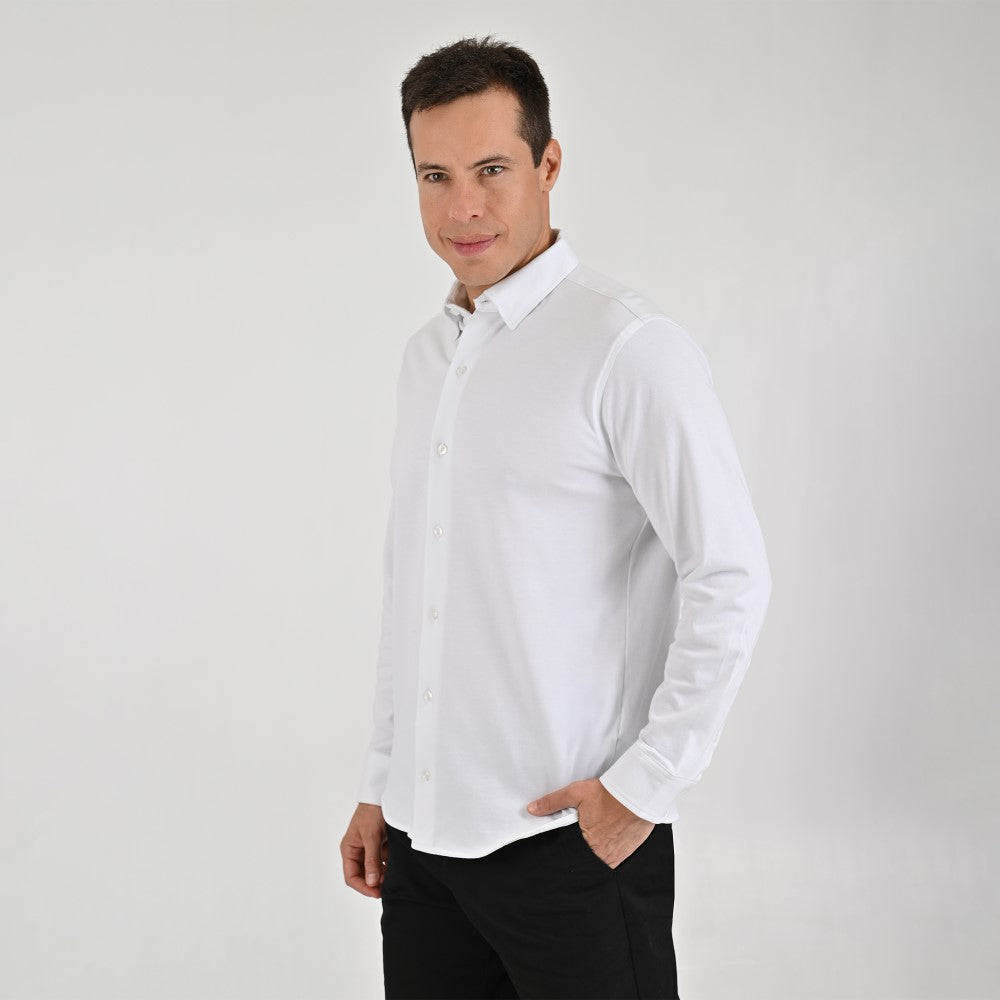 Camisa Yale Para Caballero Manga Larga Regular Fit 7086 Blanco