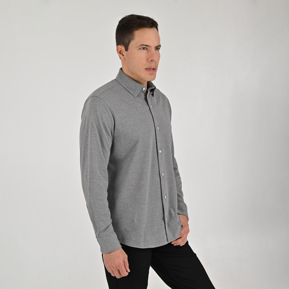 Camisa Yale Para Caballero Manga Larga Regular Fit 7086 Gris Oxford